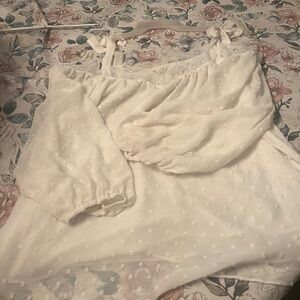 Cato Cream Polka Dot Chemise with Lace Trim